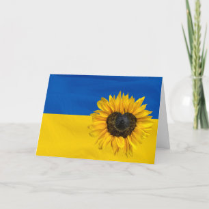 Ukraine-Flagge mit Herzsonnenblume Karte