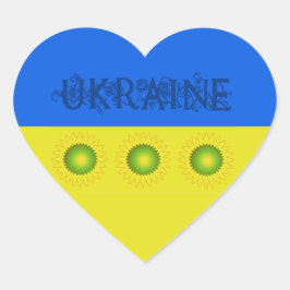 Ukraine Flagge mit Sonnenblumen Herz-Aufkleber
