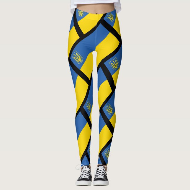 Ukraine-Flagge mit Trident Leggings (Vorderseite)