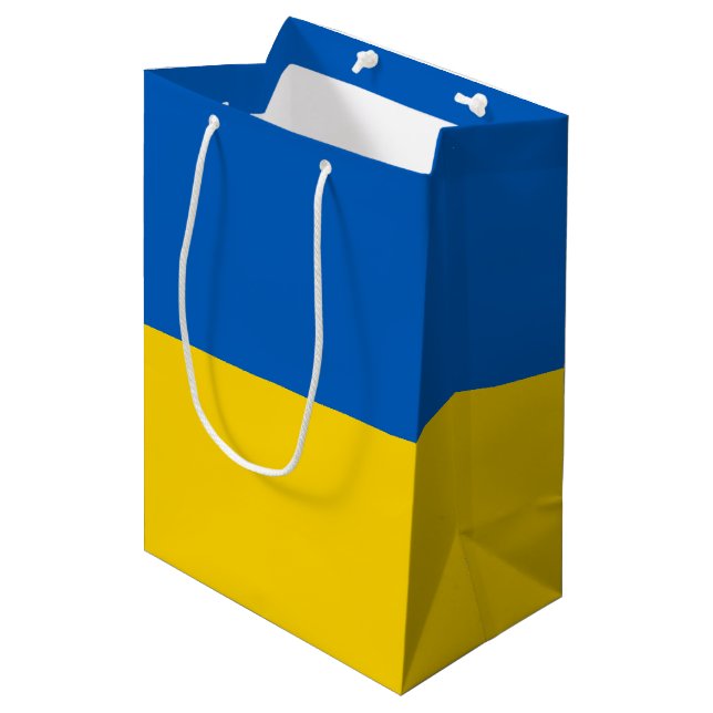 Ukraine Flagge Mittlere Geschenktüte (Vorderseite Schrägansicht)
