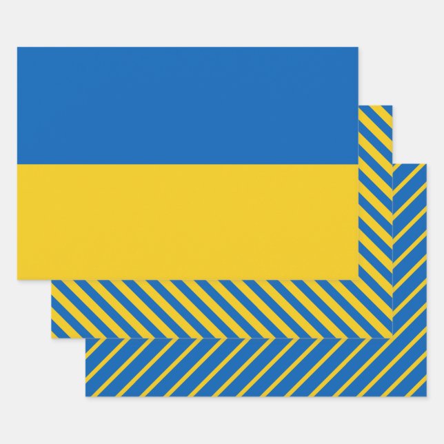 Ukraine-Flagge Modernes Streifenmuster Geschenkpapier Set (Set)