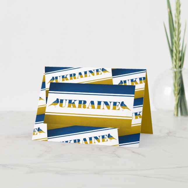 Ukraine-Flagge, Nationale Nachtigallvögel Karte (Vorderseite)