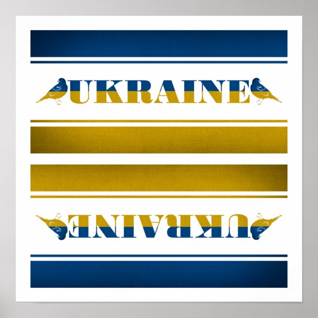 Ukraine-Flagge, Nationale Nachtigallvögel Poster (Vorne)