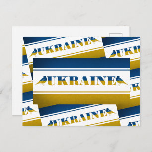 Ukraine-Flagge, Nationale Nachtigallvögel Postkarte