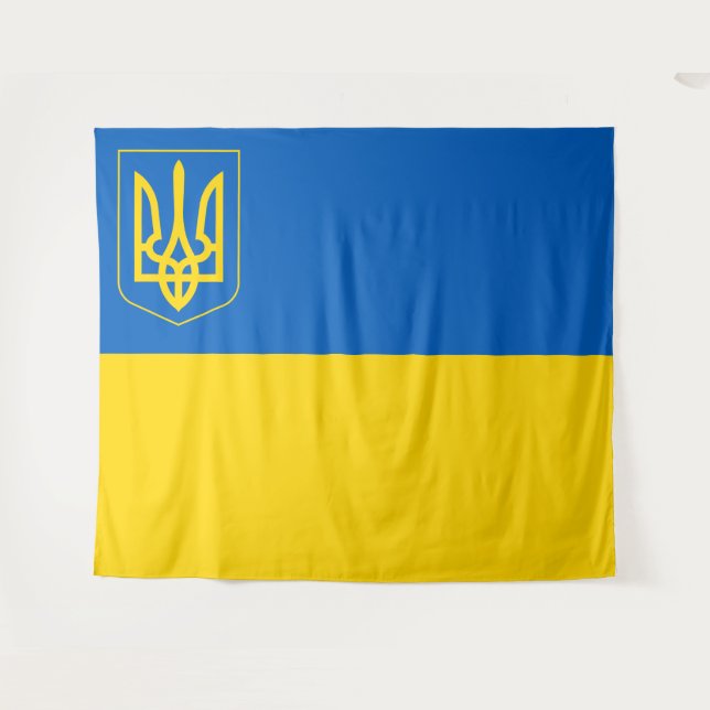 Ukraine Flagge Patriotische ukrainische Wappen Wandteppich (Vorderseite (Horizontal))