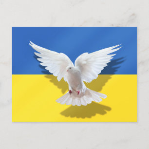 Ukraine-Flagge Postkarte Friedenstaube - Freiheit