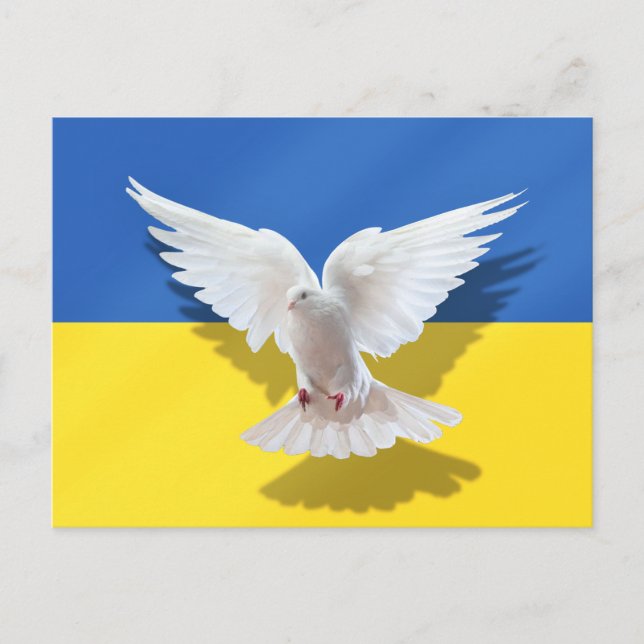 Ukraine-Flagge Postkarte Friedenstaube - Freiheit (Vorderseite)