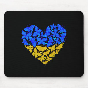 Ukraine-Flagge Schmetterling Herz Vintage Ukrainis Mousepad