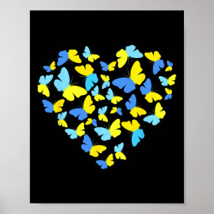 Ukraine-Flagge Schmetterling Herz Vintage Ukrainis Poster