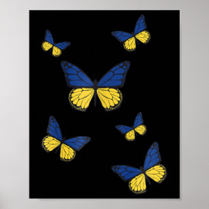 Ukraine-Flagge Schmetterling Schmetterlinge Flagge Poster