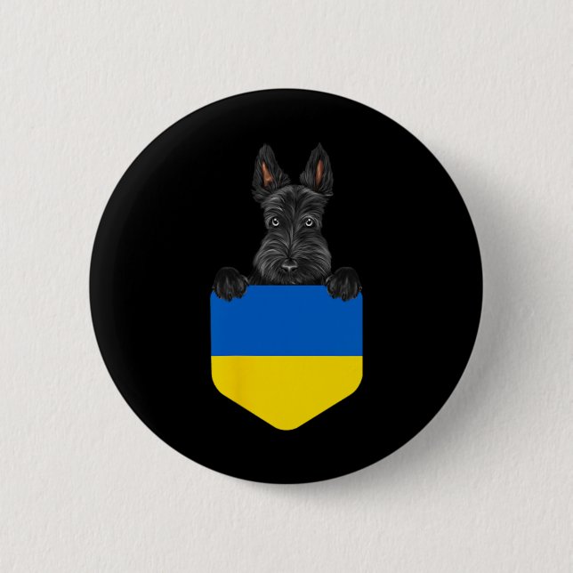 Ukraine-Flagge Schottischer Terrier Hund in der Ta Button (Vorderseite)