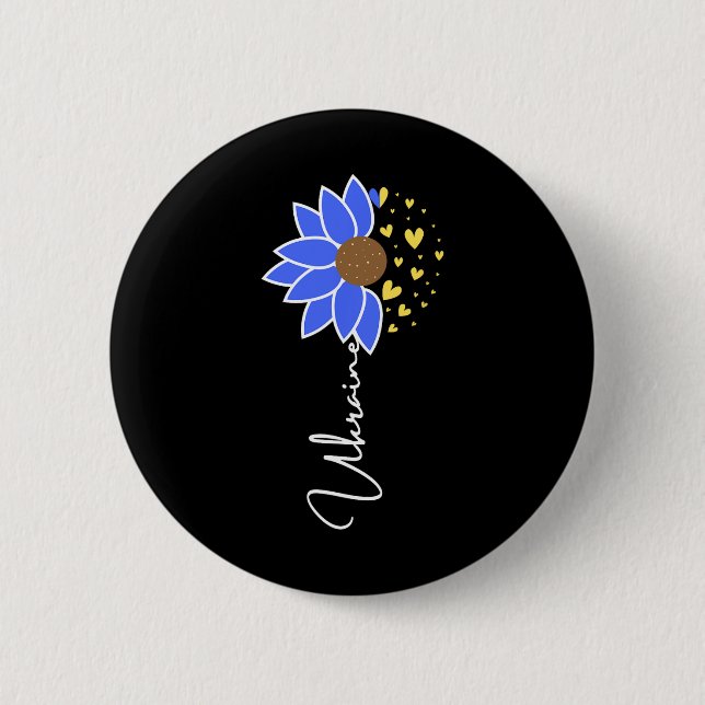 Ukraine-Flagge Sonnenblume Herz  Button (Vorderseite)