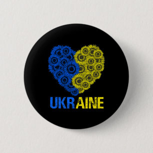 Ukraine-Flagge Sonnenblume Herz Vintage Ukrainisch Button
