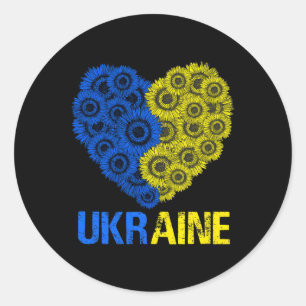 Ukraine-Flagge Sonnenblume Herz Vintage Ukrainisch Runder Aufkleber