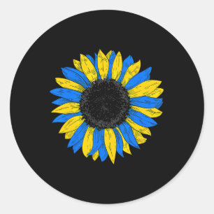 Ukraine-Flagge Sonnenblume Ukrainische Flagge Vint Runder Aufkleber