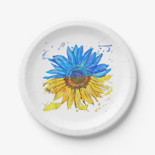 Ukraine-Flagge Sonnenblume Vintage-Shirt Ukrainisc Pappteller