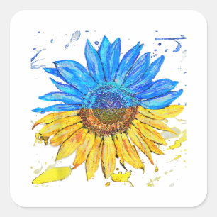 Ukraine-Flagge Sonnenblume Vintage-Shirt Ukrainisc Quadratischer Aufkleber