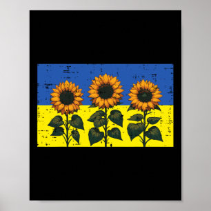 Ukraine-Flagge Sonnenblume Vintage Ukrainische Hof Poster