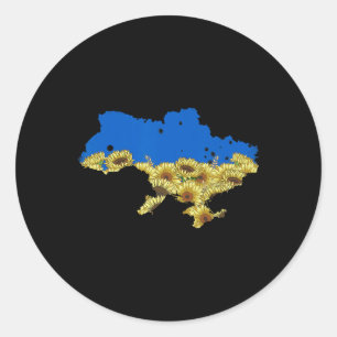 Ukraine-Flagge Sonnenblumen-T-Shirt Floral Vintage Runder Aufkleber