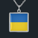 Ukraine-Flagge Sterling Silberkette<br><div class="desc">Blaue und gelbe ukrainische Flagge Design.</div>