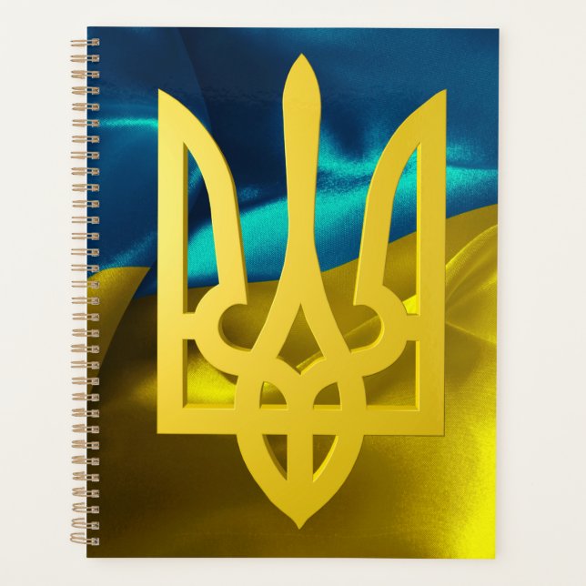 Ukraine Flagge Tryzub Trident Blue Gold Gold Planer (Vorderseite)