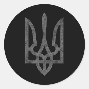 Ukraine-Flagge Ukraine-Armee Dreizack-Symbol Mitte Runder Aufkleber
