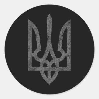 Ukraine-Flagge Ukraine-Armee Dreizack-Symbol Mitte Runder Aufkleber