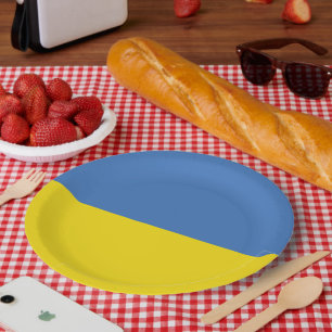 Ukraine-Flagge, Ukrainisch Slawa Ukrajini Слава Ук Pappteller