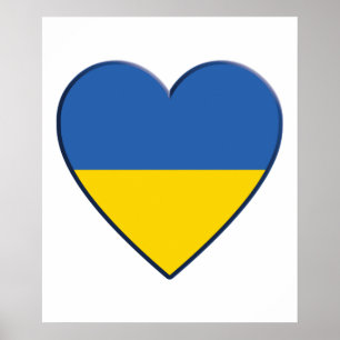 Ukraine-Flagge, ukrainische Herzendruckflagge Poster
