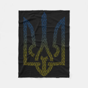 Ukraine-Flagge und Dreizack Ukrainisch Ich stehe m Fleecedecke