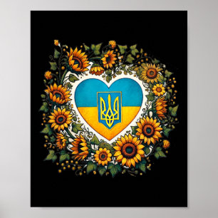 Ukraine-Flagge und Sonnenblumen-Illustration 1  Poster