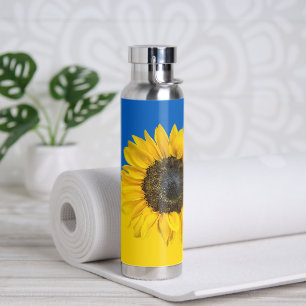 Ukraine-Flagge und Sonnenblumen Trinkflasche
