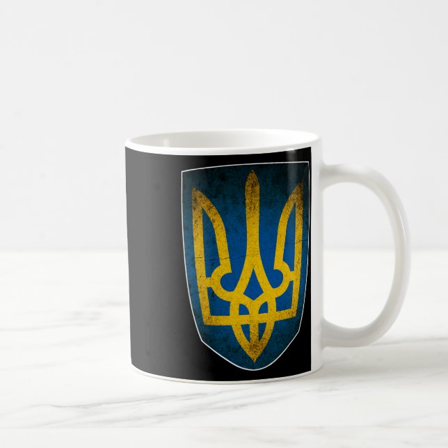 Ukraine-Flagge und Trident Ukrainisch 1  Kaffeetasse (Rechts)
