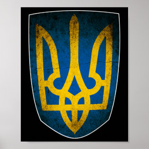 Ukraine-Flagge und Trident Ukrainisch 1 Poster