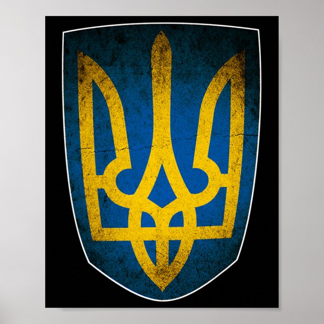 Ukraine-Flagge und Trident Ukrainisch 1  Poster (Vorne)