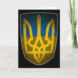 Ukraine-Flagge und Trident Ukrainisch Karte