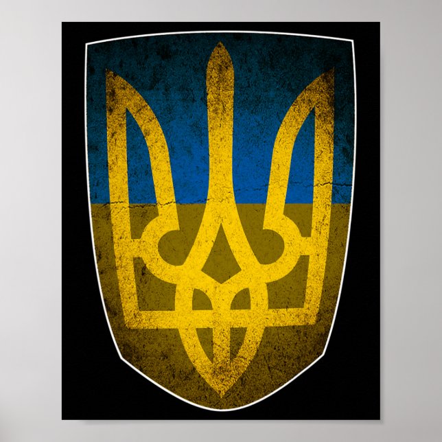 Ukraine-Flagge und Trident Ukrainisch  Poster (Vorne)