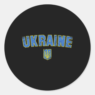 Ukraine-Flagge Vintage Männer Frauen Kinder Ukrain Runder Aufkleber