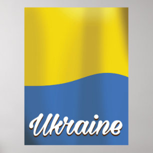 Ukraine-Flagge Vintage-Reiseposter Poster