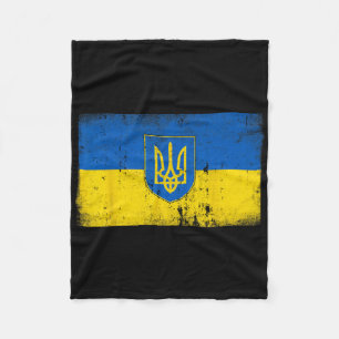 Ukraine-Flagge Vintage Ukrainisches Militär-Emblem Fleecedecke