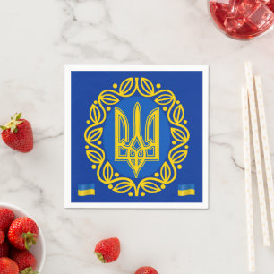 Ukraine, Flagge, Wappen, Tryzub Ukrainische Republ Serviette