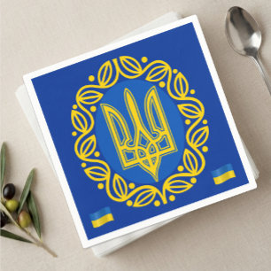 Ukraine, Flagge, Wappen, Tryzub Ukrainische Republ Serviette