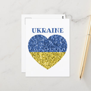 Ukraine Flaggen Glitzer Imitate Glitzern Herzstück Postkarte