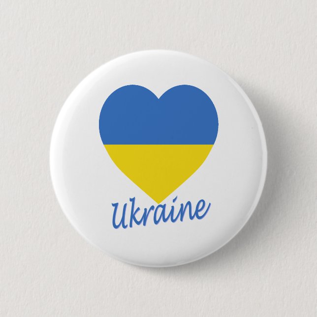 Ukraine-Flaggen-Herz Button (Vorderseite)