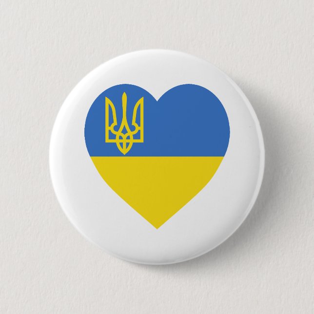 Ukraine-Flaggen-Herz Button (Vorderseite)