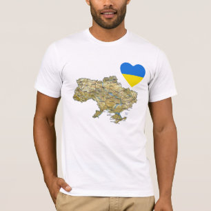 Ukraine-Flaggen-Herz und Karten-T - Shirt