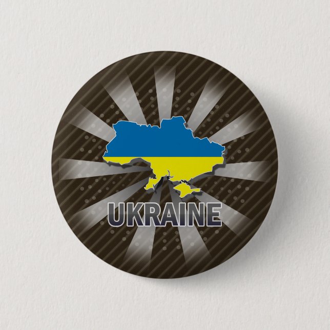 Ukraine-Flaggen-Karte 2,0 Button (Vorderseite)