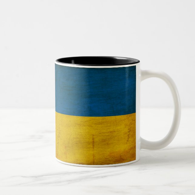 Ukraine-Flaggen-Tasse Zweifarbige Tasse (Rechts)