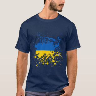 Ukraine-Flaggen-Tinten-Spritzer T-Shirt