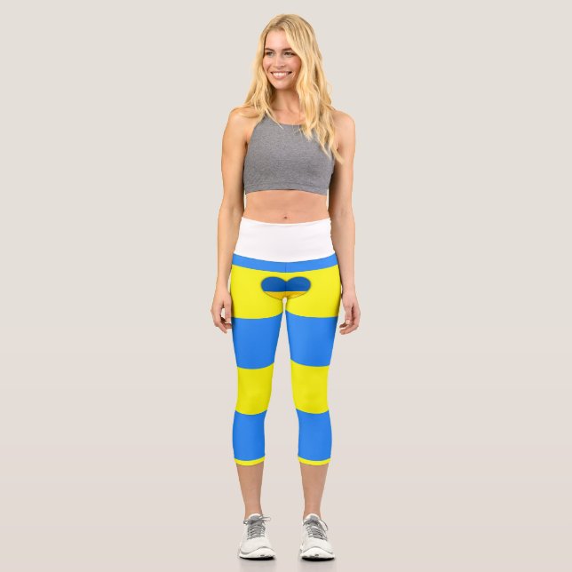 Ukraine Flaggenblau-Gelber Thunder_Cove Capri Leggings (Vorderseite)